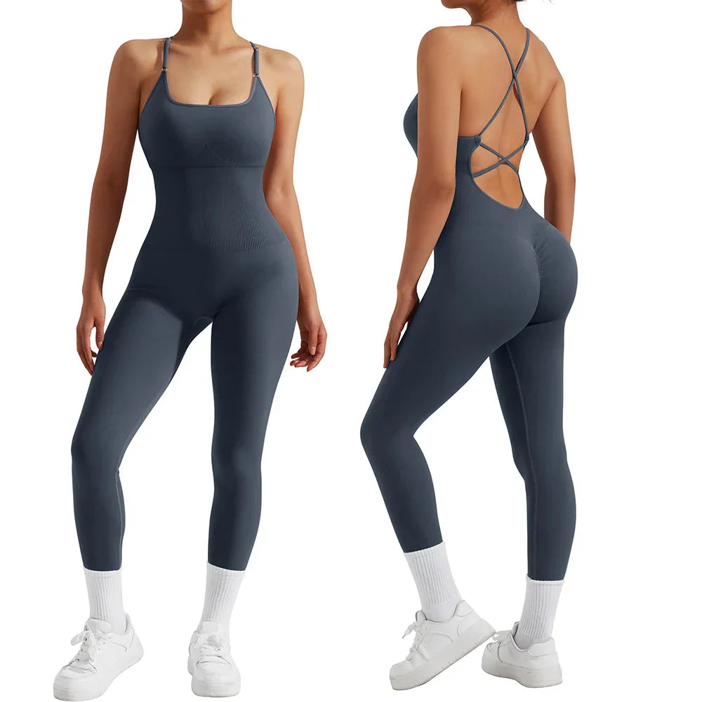 All-Season Women's Fitness Jumpsuit - Nova-Grey-S-The Livary