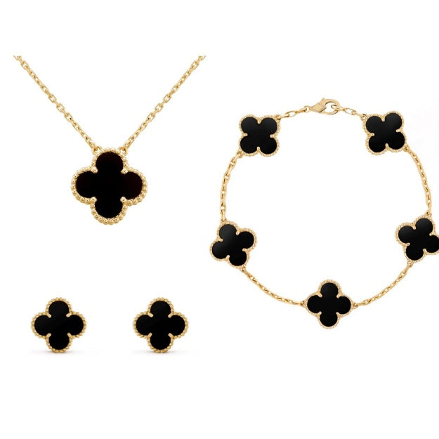 Stylish Clover Jewellery Set – Aurora-Black-The Livary