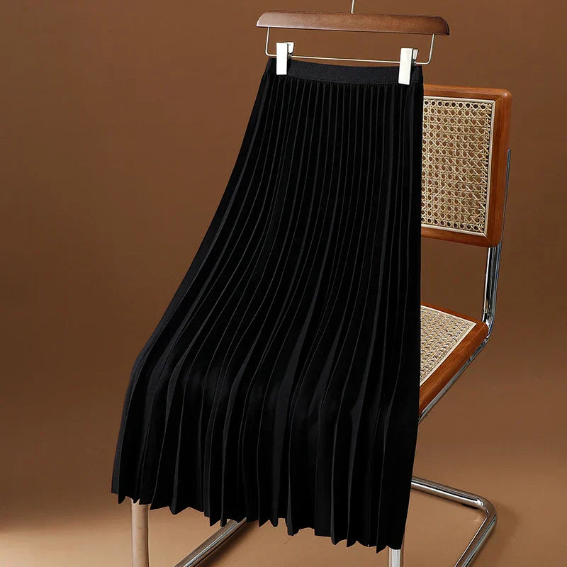 Pleated A-line skirt – Aurelia-Black-S-The Livary