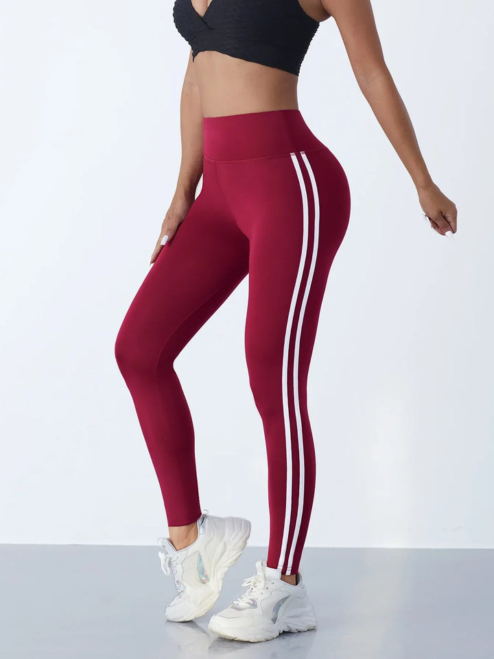 High Waist Yoga Legging - Mila-Bordeaux red-S-The Livary