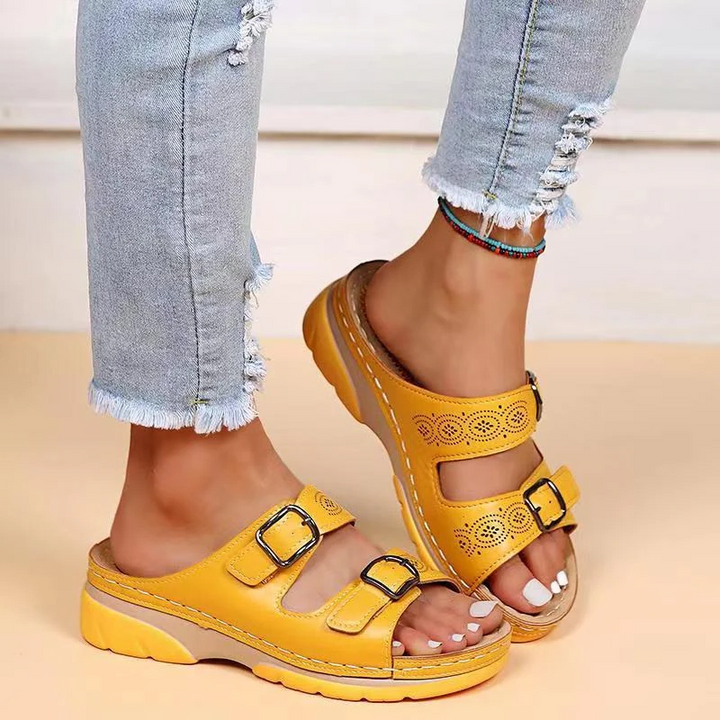 Orthopaedic women's comfort sandals with gel sole – buy 1, get 1 free – Sofia-Yellow-3-The Livary