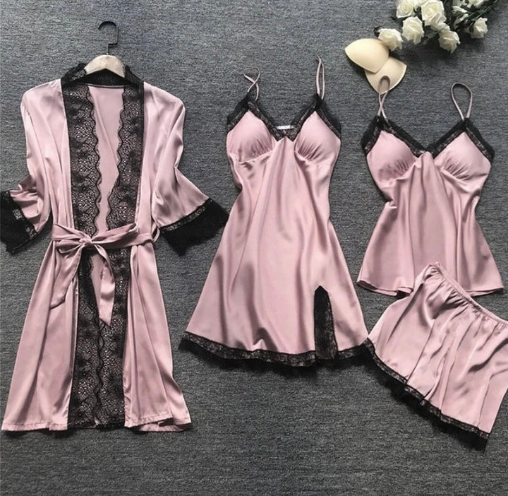 Luxury Satin Nightdress Set - Aurora-Pink-XS-The Livary
