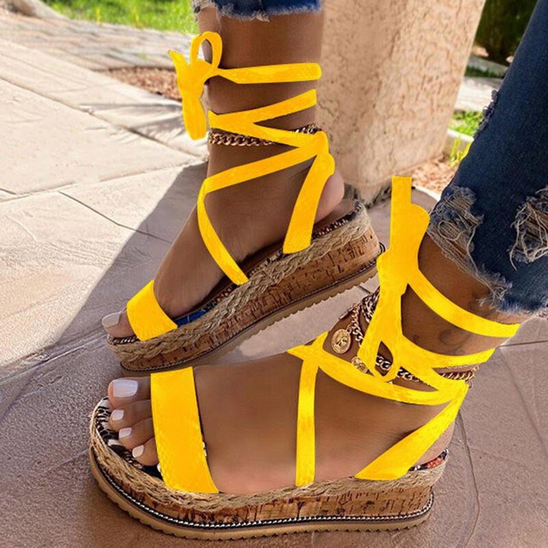 Comfortable ladies' comfort sandals with footbed & modern design - Amaya-Yellow-3-The Livary