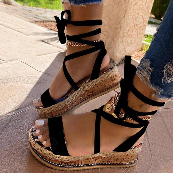 Comfortable ladies' comfort sandals with footbed & modern design - Amaya-Black-3-The Livary