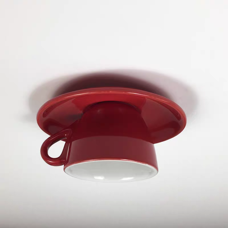 Coloured Ceramic Chandelier in Morandi Style - Viora-Red-The Livary