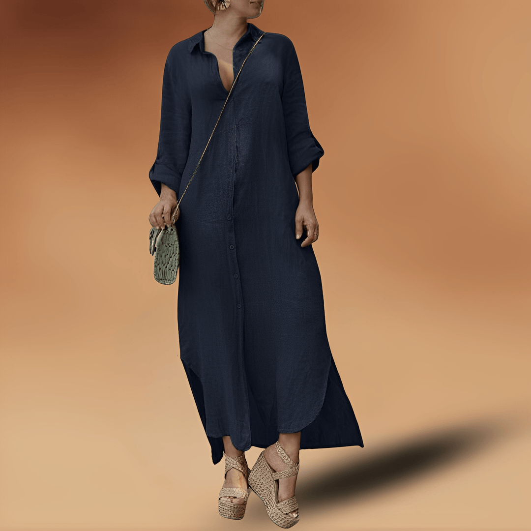 Linen Summer Dress - Maya-Dark blue-XS-The Livary