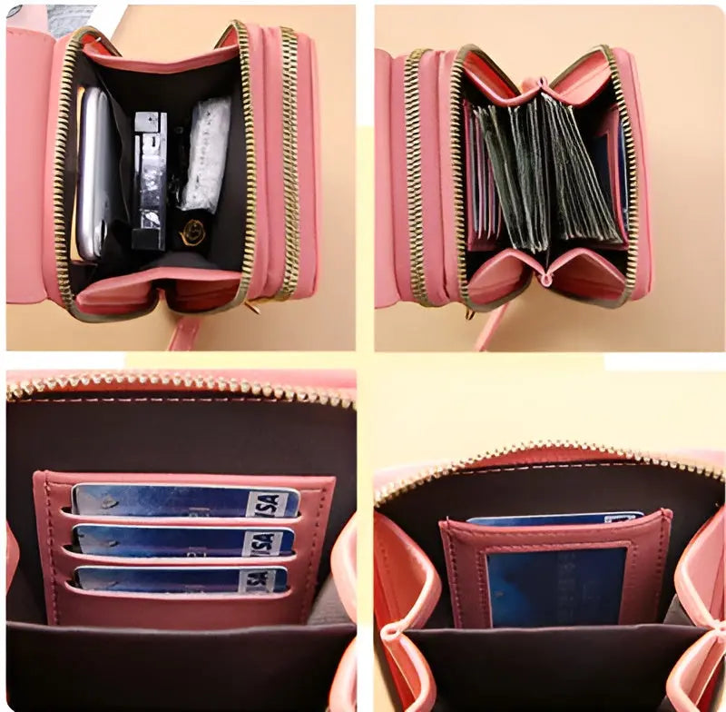 Soft Leather Shoulder Bag with Anti-Theft Protection - SafeTouch-Pink-The Livary