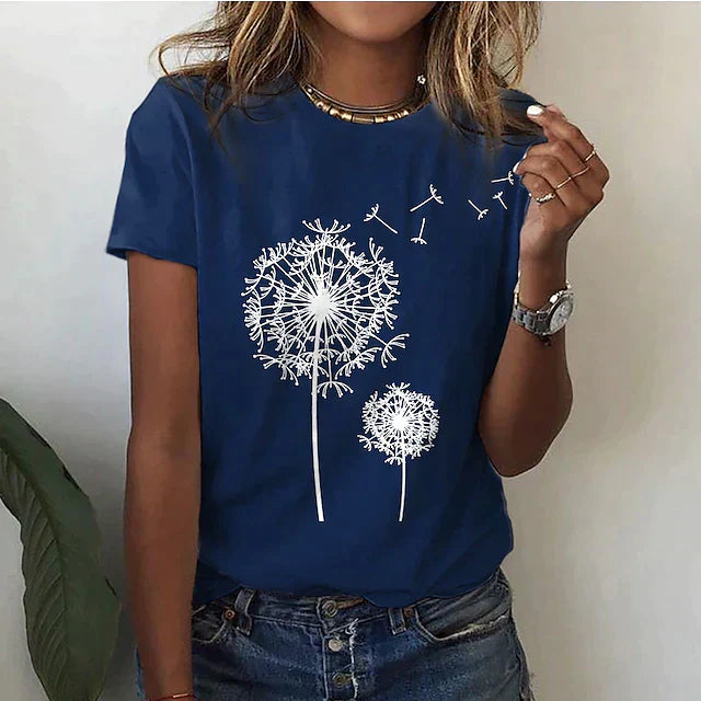 Comfortable women's t-shirt with round neck & soft fabric – Rhea-Blue-2XS-The Livary