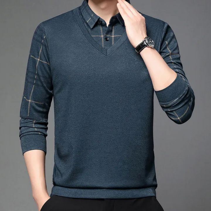 Knitted Men's Jumper with Print - Noah-S-The Livary