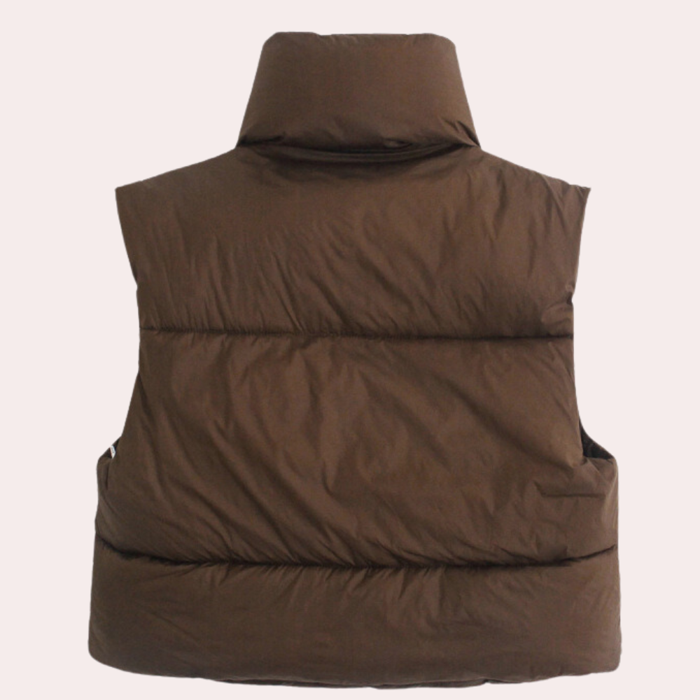 Quilted Short Women's Bodywarmer - Liora-Khaki-XS-The Livary