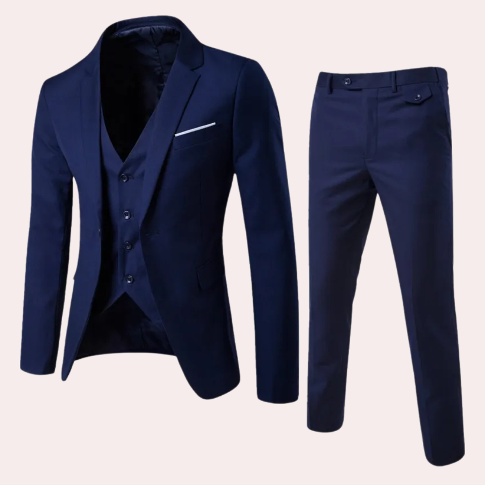 Three-Piece Formal Suit for Men - Leon-Dark blue-S-The Livary