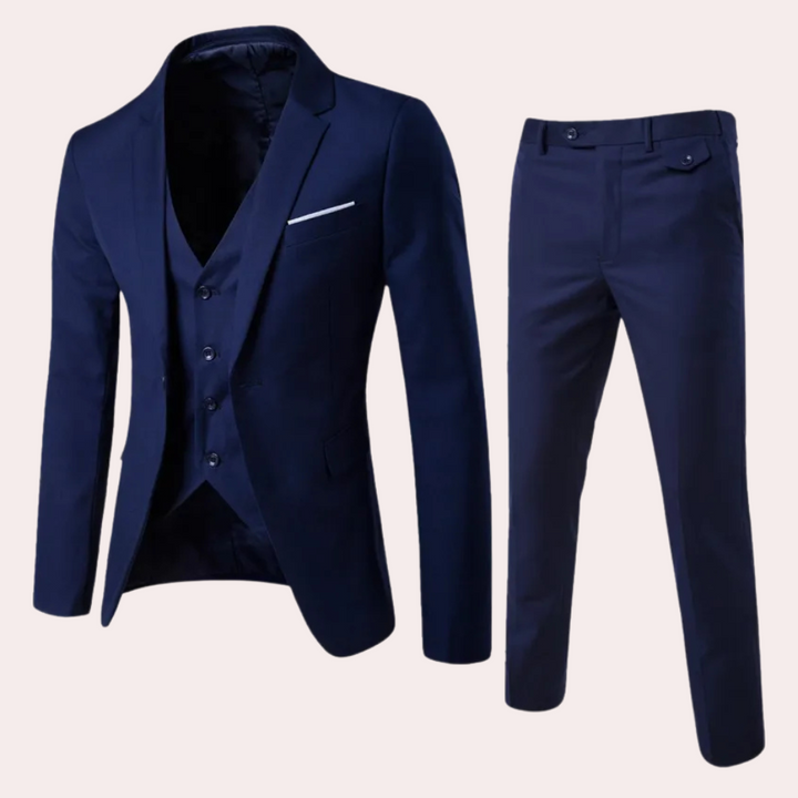 Three-Piece Formal Suit for Men - Leon-Dark blue-S-The Livary