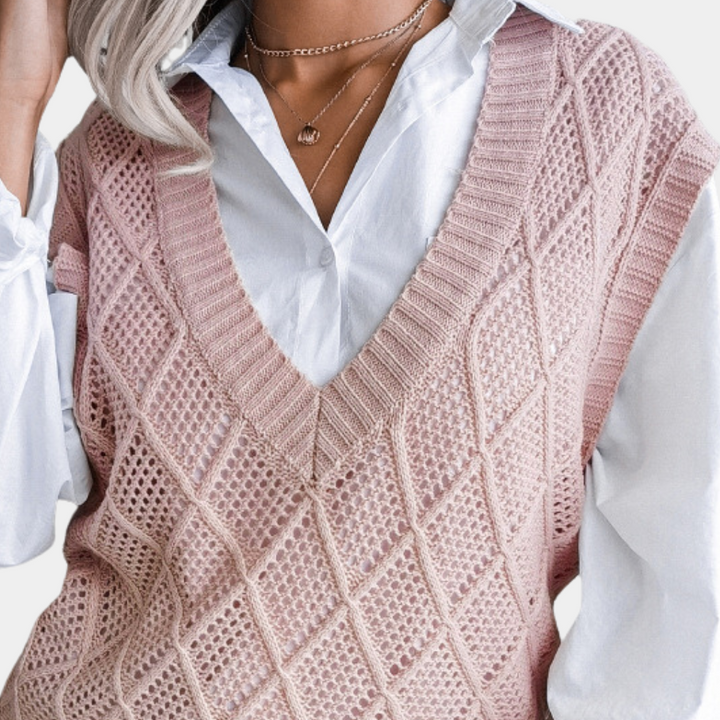 Angeza - Trendy Knitted Sweater for Women-Pink-XS-The Livary