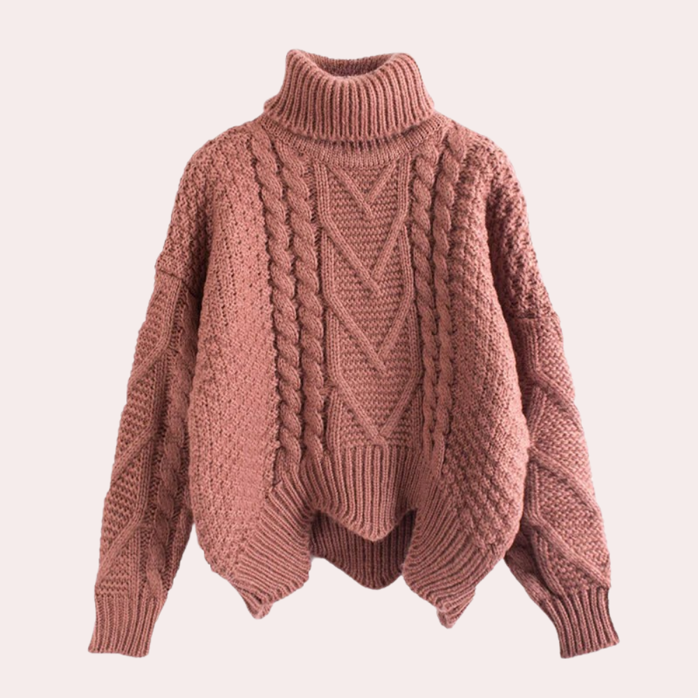 Stylish Knitted Turtleneck for Women - Lina-Red-The Livary