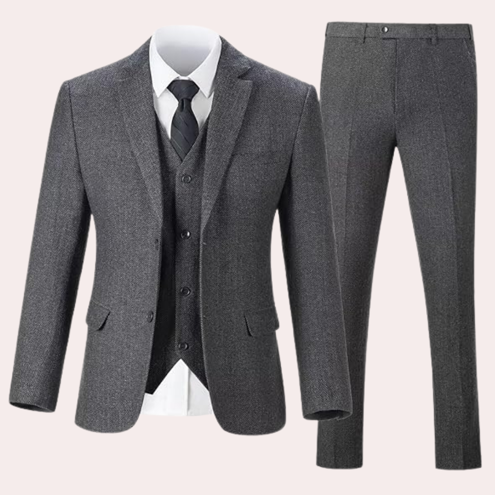 Business Stylish Three-Piece Suit for Men - Dorian-Dark grey-S-The Livary