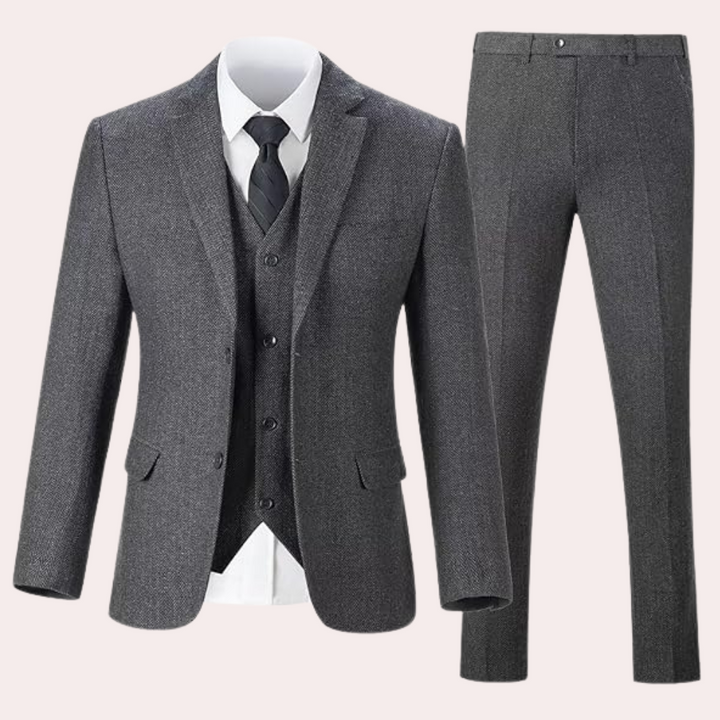 Business Stylish Three-Piece Suit for Men - Dorian-Dark grey-S-The Livary