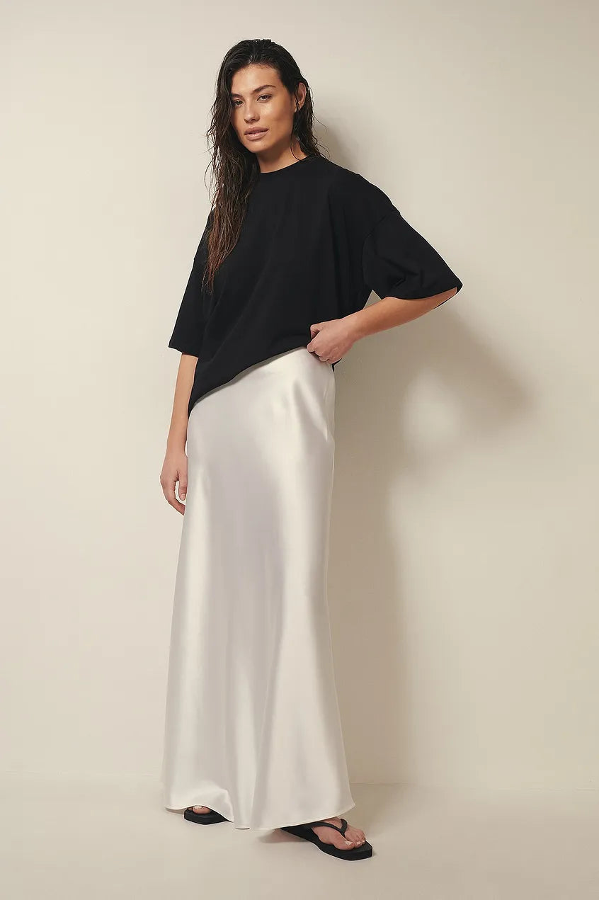 High Waist Satin Skirt – Leona-Black-S-The Livary
