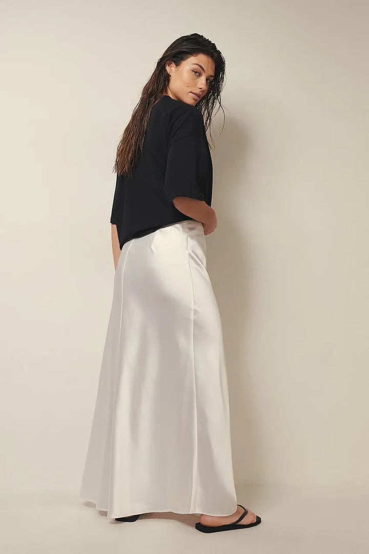 High Waist Satin Skirt – Leona-Black-S-The Livary