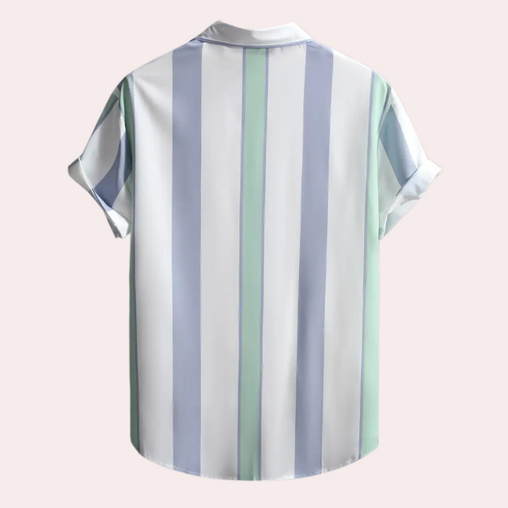 Minimalist Striped Shirt with Button Closure - Felix-S-The Livary