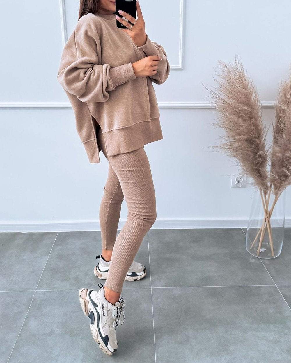 Comfortable Ladies Loungewear Set - Mila-Brown-S-The Livary