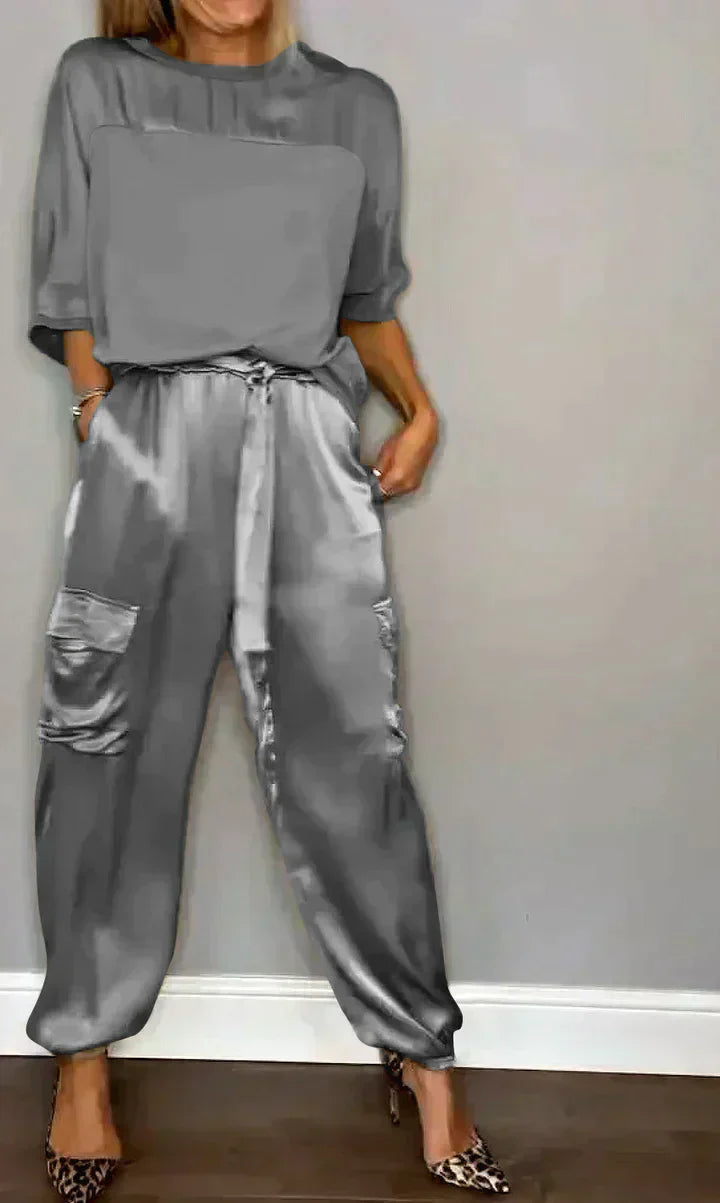 Stylish & Airy Women's Satin Jumpsuit for Special Occasions – Yasmina-Grey-S-The Livary