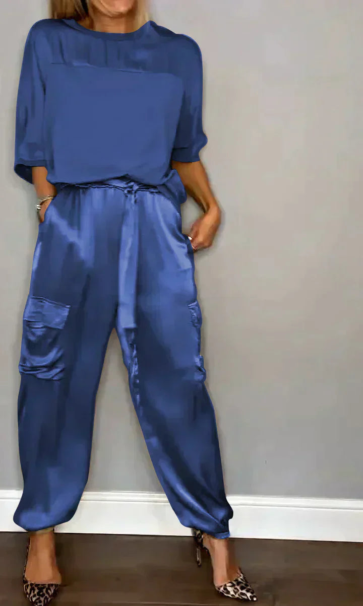 Stylish & Airy Women's Satin Jumpsuit for Special Occasions – Yasmina-Blue-S-The Livary