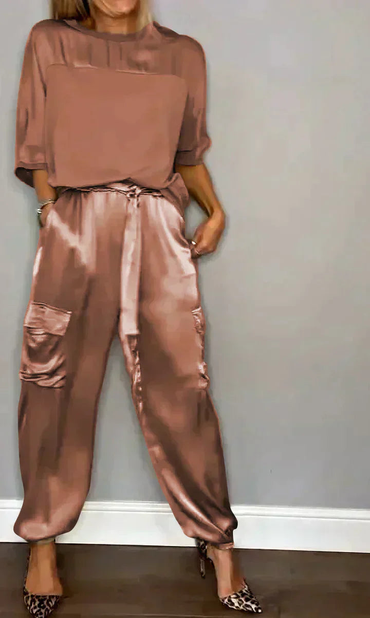 Stylish & Airy Women's Satin Jumpsuit for Special Occasions – Yasmina-Brown-S-The Livary