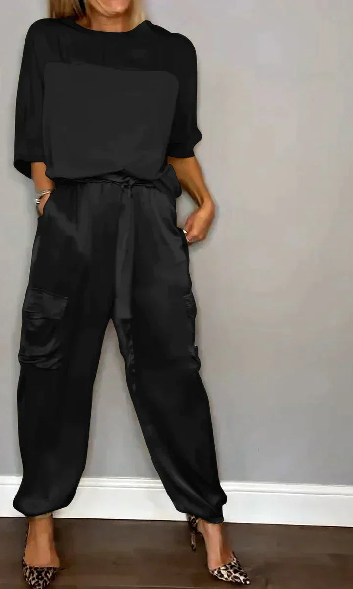 Stylish & Airy Women's Satin Jumpsuit for Special Occasions – Yasmina-Black-S-The Livary
