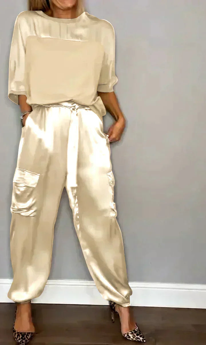 Stylish & Airy Women's Satin Jumpsuit for Special Occasions – Yasmina-Apricot-S-The Livary