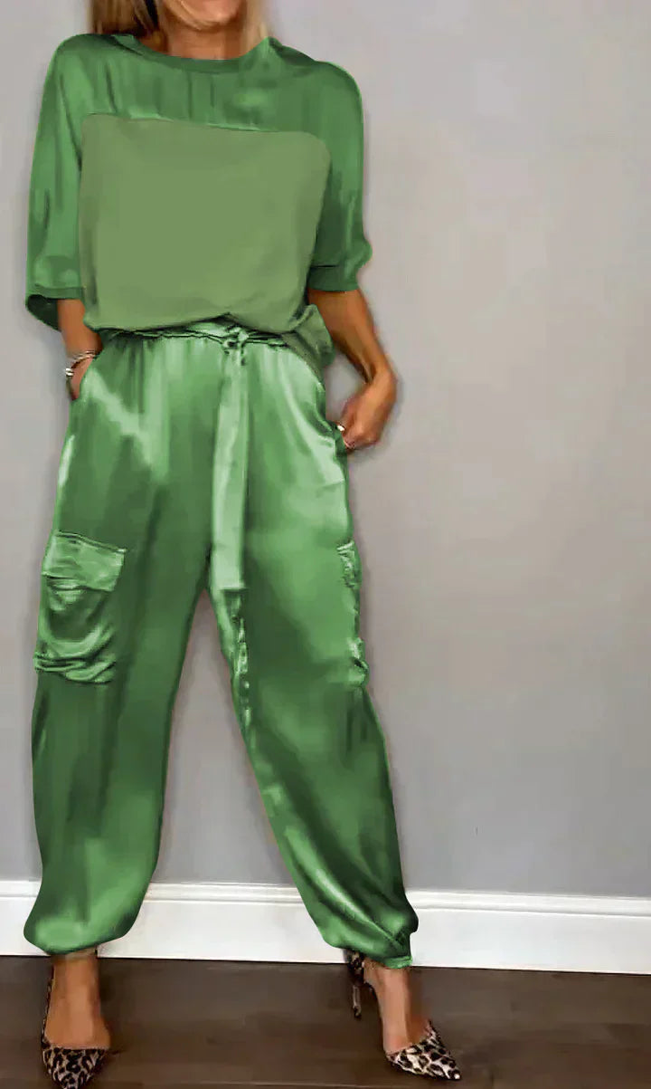 Stylish & Airy Women's Satin Jumpsuit for Special Occasions – Yasmina-Green-S-The Livary