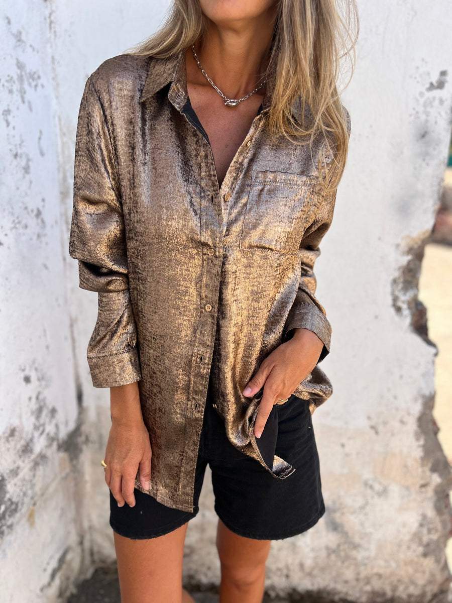 Trendy Ladies Blouse - Evelyn-Golden brown-S-The Livary