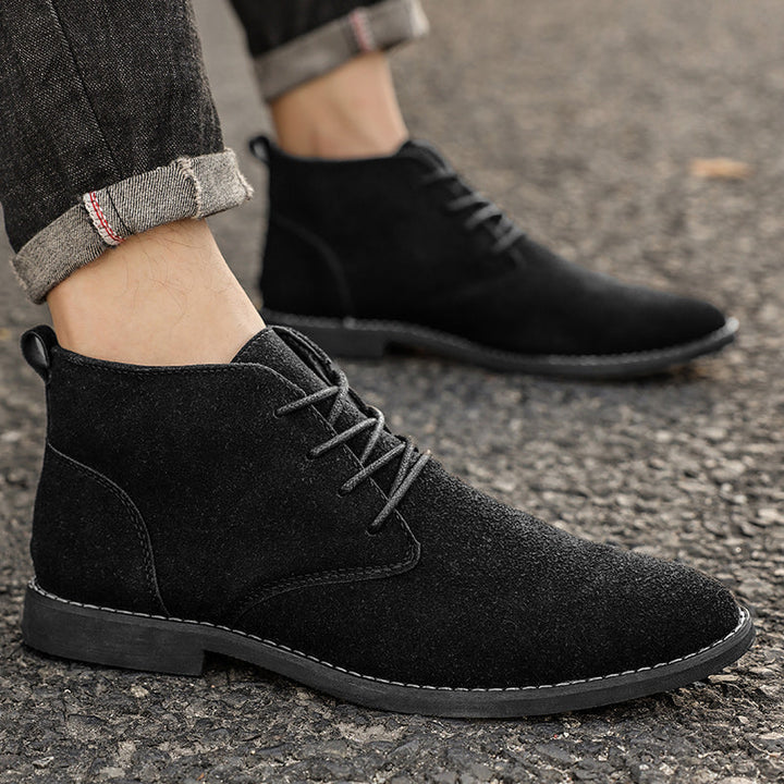 Stylish Men's Lace-Up Shoes in PU-Suede - Luca-black-6-The Livary