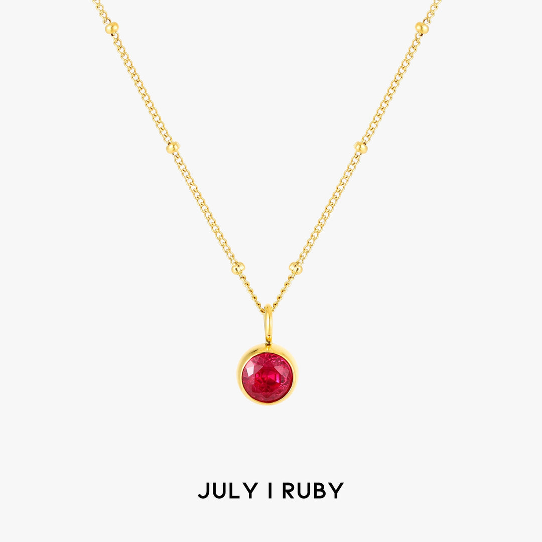 Birthstone Necklace - Aurora-July | Ruby-Gold-The Livary