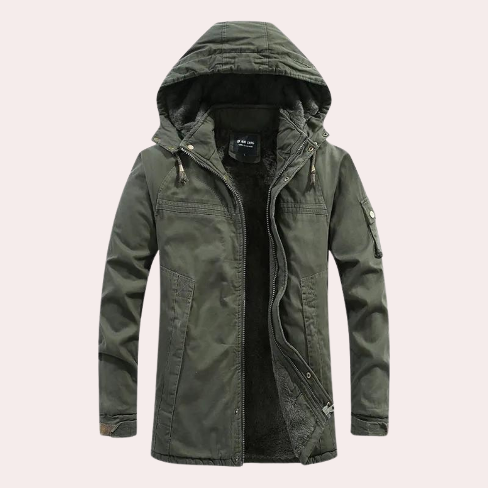 Men's Winter Jacket with Warm Hood - Logan-Green-S-The Livary