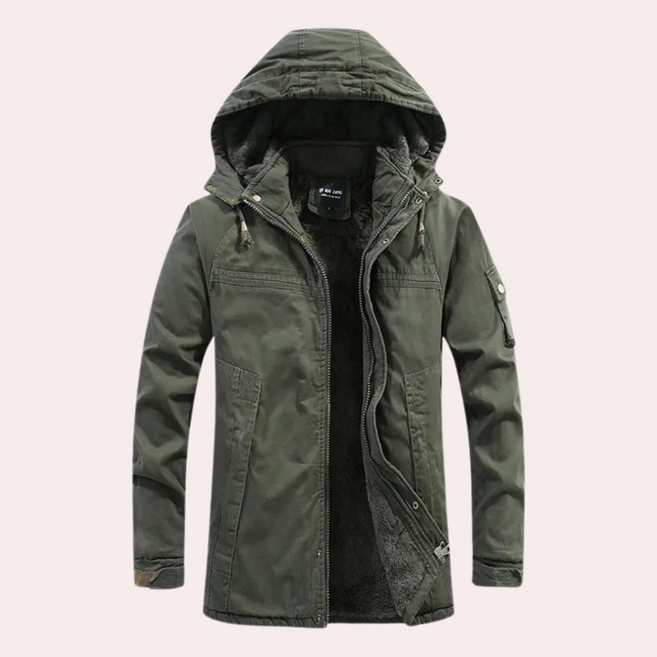 Men's Winter Jacket with Warm Hood - Logan-Green-S-The Livary