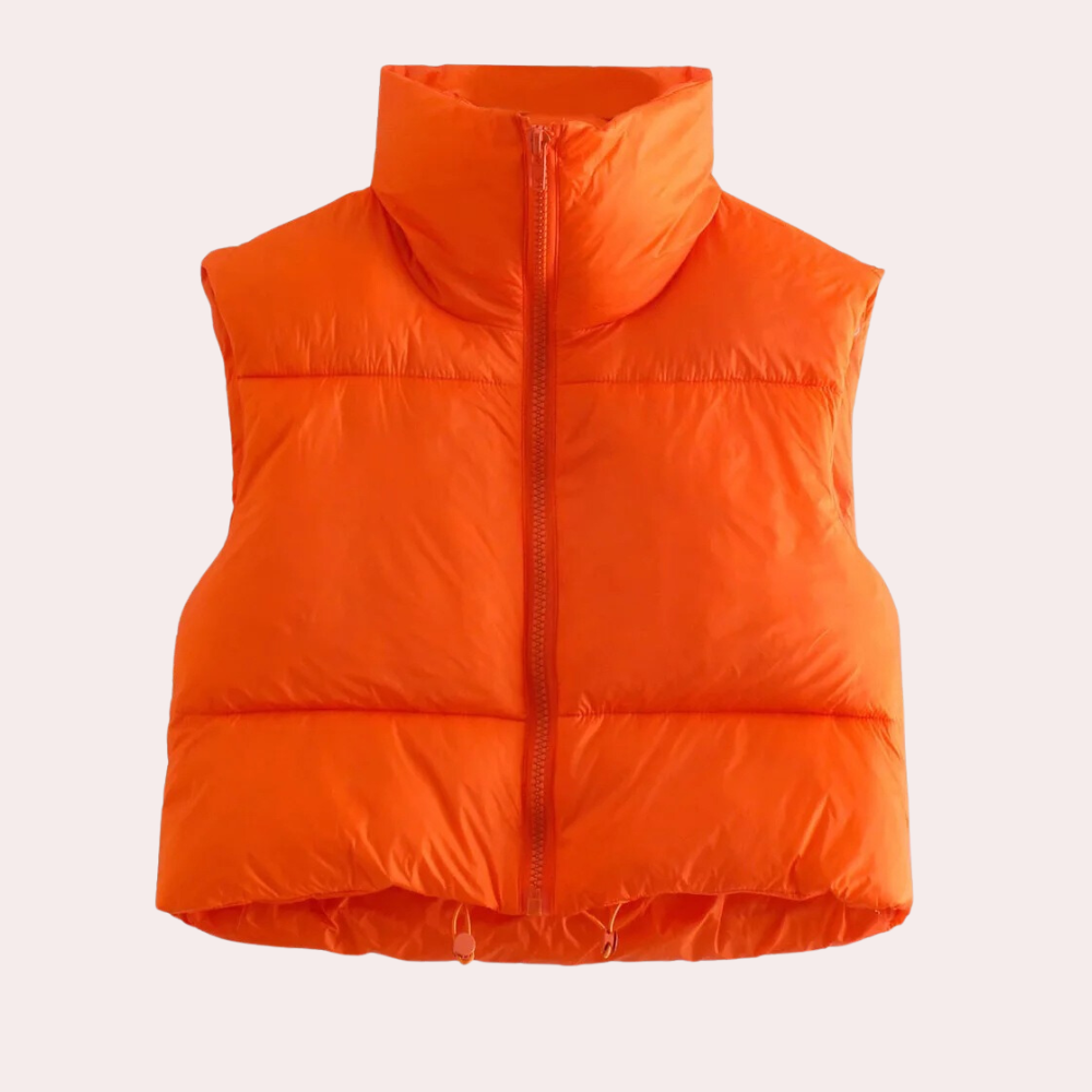 Quilted Short Women's Bodywarmer - Liora-Orange-XS-The Livary