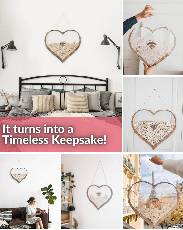 Heart-shaped Wooden Guestbook – Memoro-60 Hearts-The Livary