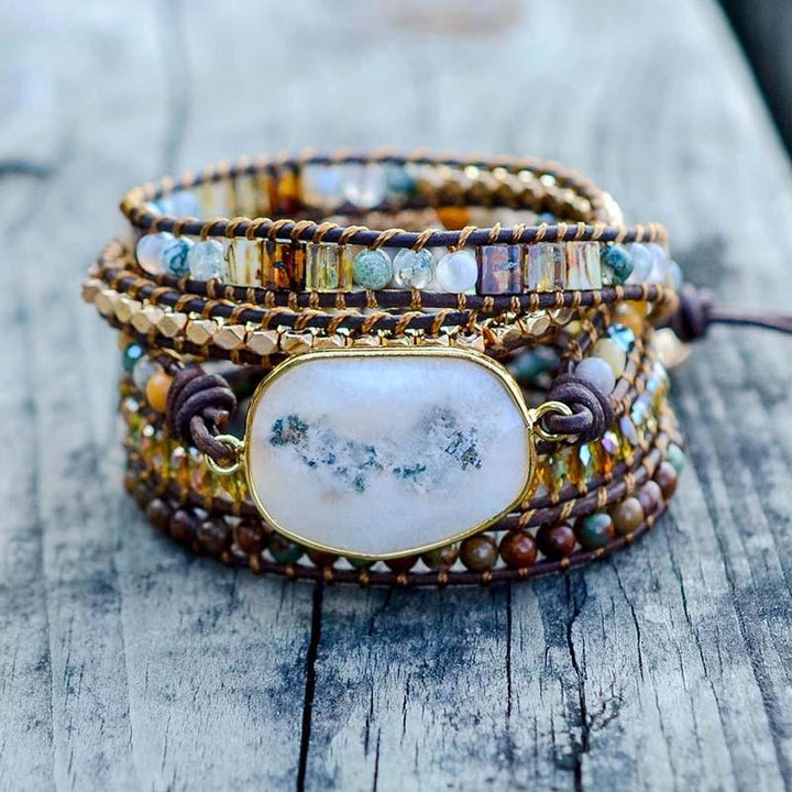 Agate Moonlight Wrap Bracelet - Lunara-The Livary