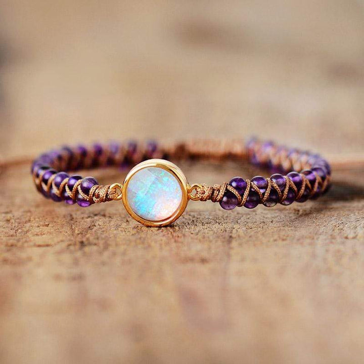 Amethyst-Opal Yoga Bracelet - Aurielle-Purple-The Livary