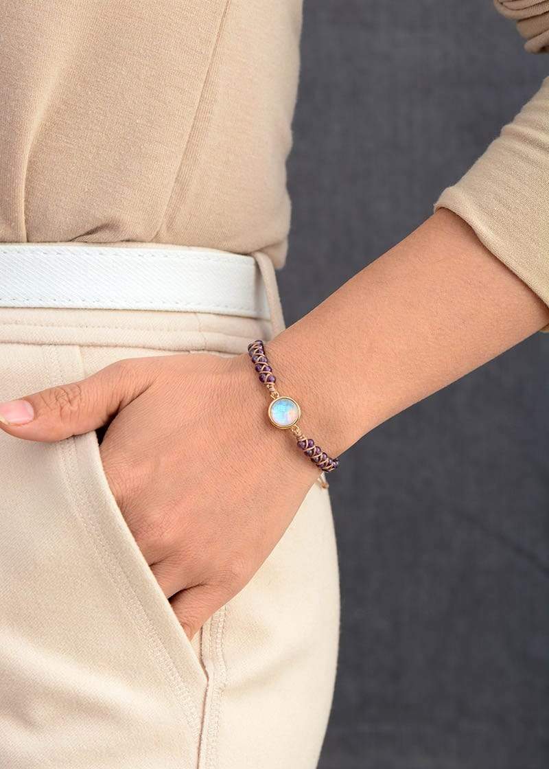 Amethyst-Opal Yoga Bracelet - Aurielle-Purple-The Livary