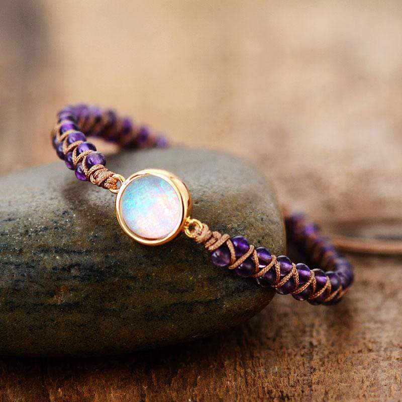 Amethyst-Opal Yoga Bracelet - Aurielle-Purple-The Livary