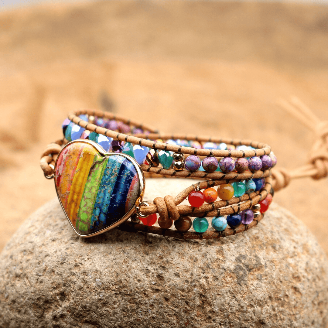 Chakra Heart Wrap Bracelet - Liora-The Livary