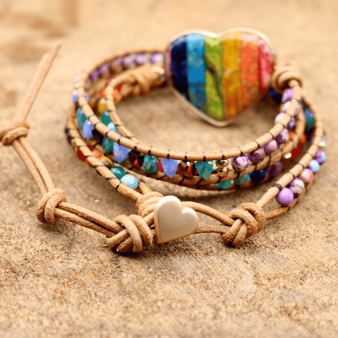 Chakra Heart Wrap Bracelet - Liora-The Livary