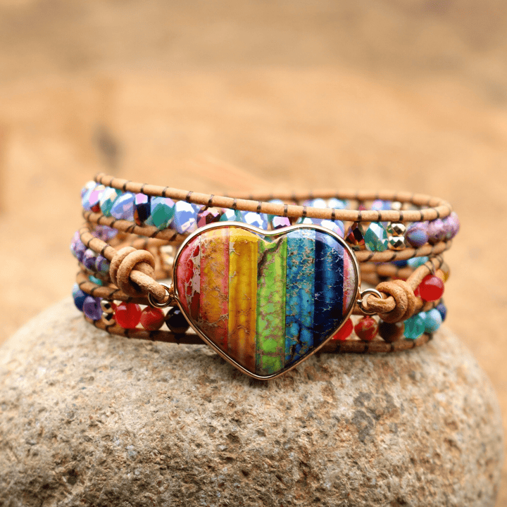 Chakra Heart Wrap Bracelet - Liora-The Livary