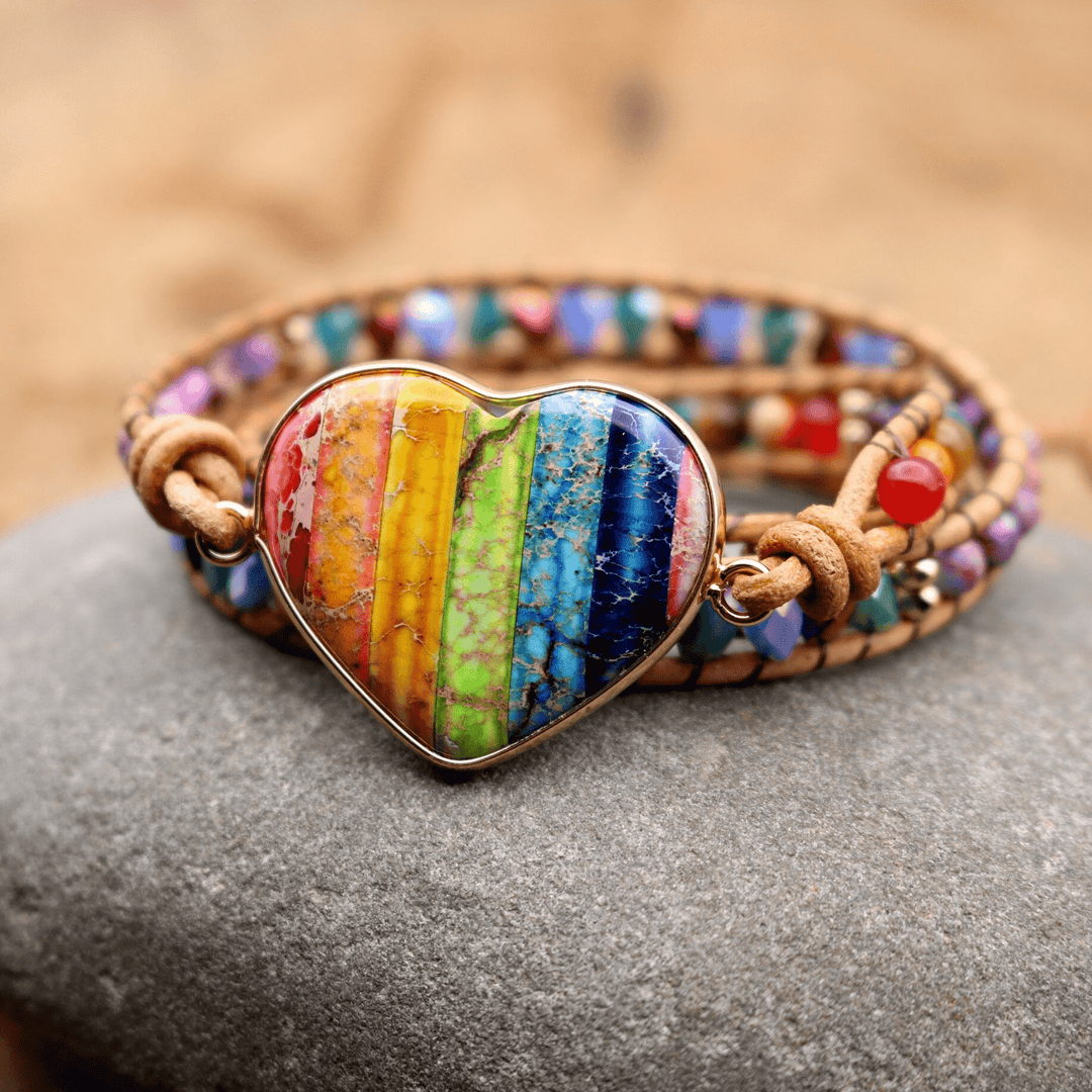 Chakra Heart Wrap Bracelet - Liora-The Livary
