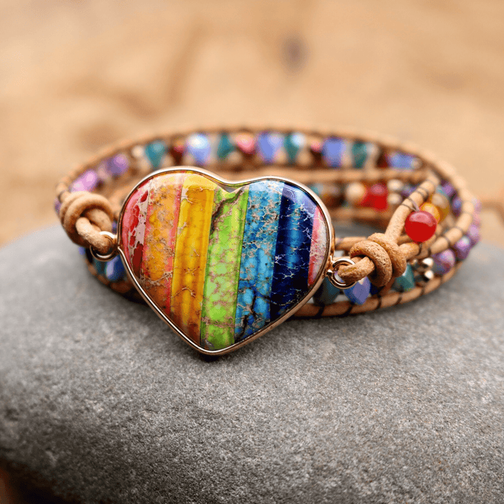 Chakra Heart Wrap Bracelet - Liora-The Livary