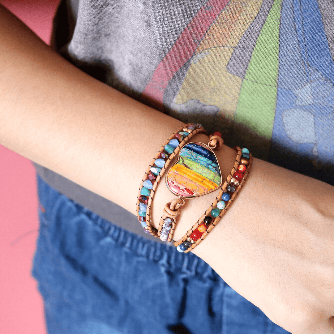 Chakra Heart Wrap Bracelet - Liora-The Livary