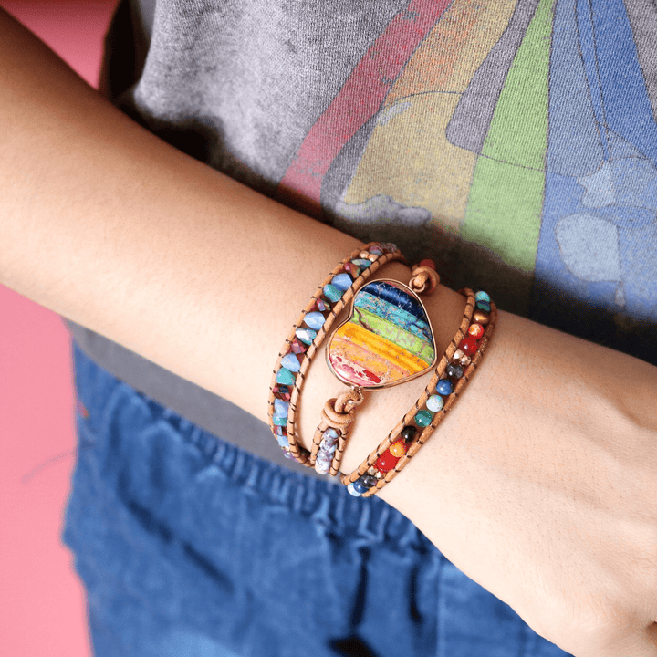 Chakra Heart Wrap Bracelet - Liora-The Livary