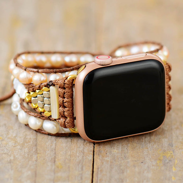 Sweetwater Pearl Apple Watch Wrap Band - Elvianne-50cm-The Livary