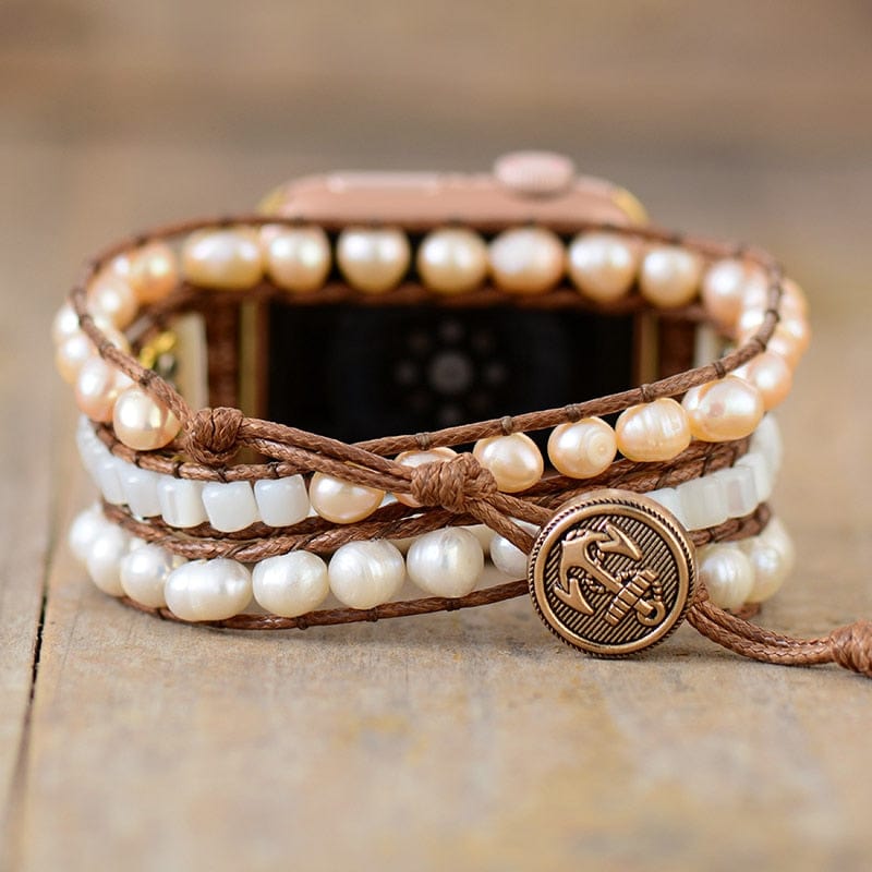 Sweetwater Pearl Apple Watch Wrap Band - Elvianne-50cm-The Livary